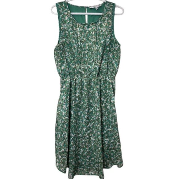 Collective Concepts green floral sleeveless midi dress size L - Picture 1 of 6